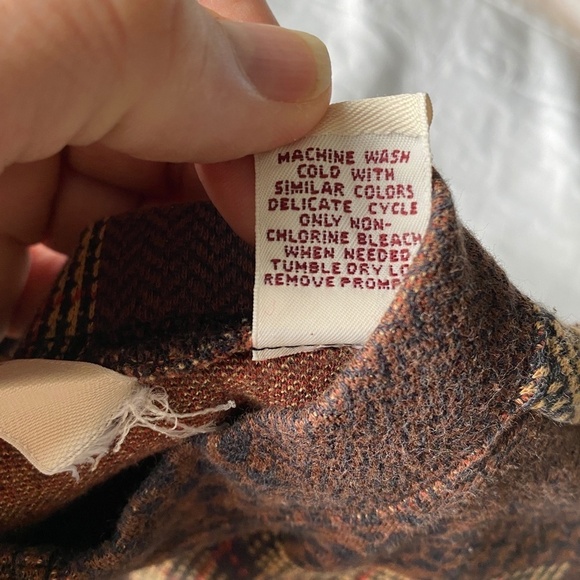 Bechamel Petites Women's Brown‎ Long Sleeve Patchwork Button Up Shirt Size PM - Picture 6 of 10